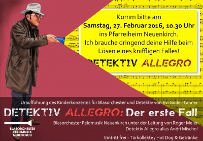 Flyer Kinderkonzert 2016 - Detektiv Allegro